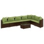 Set sofás de jardín 8 piezas y cojines ratán sintético marrón