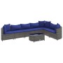 Set de sofás de jardín y cojines 8 piezas ratán sintético gris