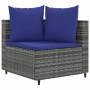 Set de sofás de jardín y cojines 8 piezas ratán sintético gris