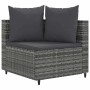 Set de muebles de jardín 6 pzas y cojines ratán sintético gris