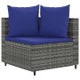 Set de muebles de jardín 6 pzas y cojines ratán sintético gris