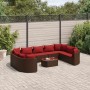 Set de sofás de jardín 10 pzas y cojines ratán sintético marrón