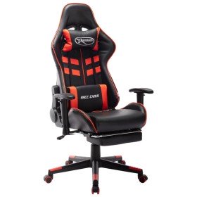 Silla de gaming con reposapiés cuero sintético negro y rojo Silla de gaming con reposapiés cuero sintético negro y rojo