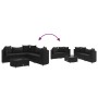 Set de sofás de jardín 6 piezas y cojines ratán sintético negro
