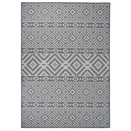 Alfombra de exterior de tejido plano rayas azules 140x200 cm de vidaXL, Alfombras - Ref: Foro24-340838, Precio: 54,35 €