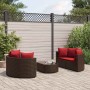 Set comedor de jardín 5 piezas y cojines ratán sintético marrón