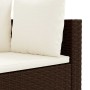 Set sofás de jardín 3 piezas y cojines ratán sintético marrón