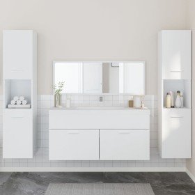 Juego de muebles de baño 4 pzas madera contrachapada blanco Juego de muebles de baño 4 pzas madera contrachapada blanco