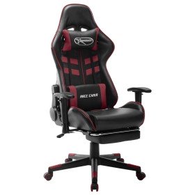 Silla de gaming reposapiés cuero sintético negro y rojo tinto Silla de gaming reposapiés cuero sintético negro y rojo tinto