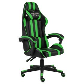 Silla gaming de cuero sintético negro y verde Silla gaming de cuero sintético negro y verde