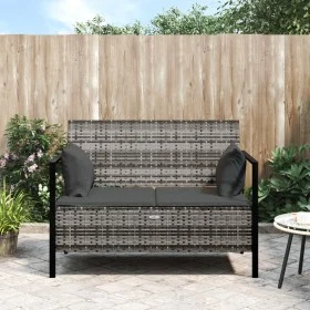 2-seater garden bench with gray synthetic rattan cushions by vidaXL, garden benches - Ref: Foro24-364111, Price: 148,98 €, Di...