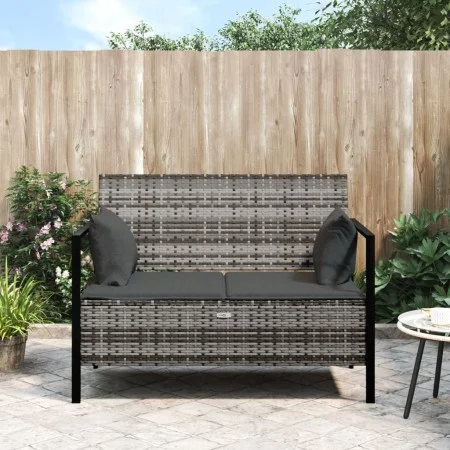 2-seater garden bench with gray synthetic rattan cushions by vidaXL, garden benches - Ref: Foro24-364111, Price: 148,98 €, Di...