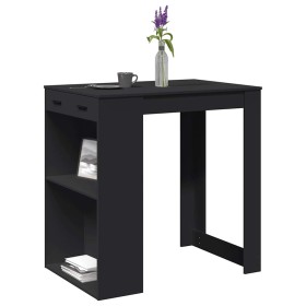 Mesa alta de bar madera ingeniería negra 102x70x103,5 cm