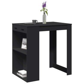 Mesa alta de bar madera ingeniería negra 102x70x103,5 cm