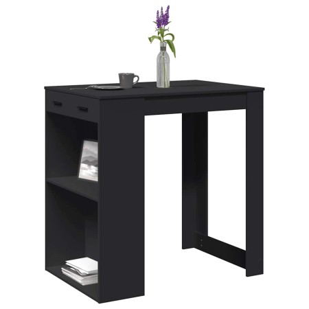 Mesa alta de bar madera ingeniería negra 102x70x103,5 cm