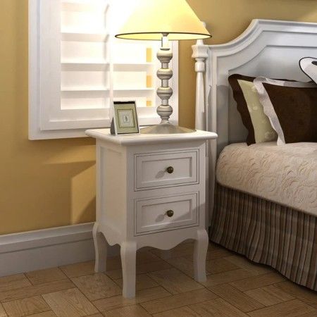 Mesitas de noche con 2 cajones 2 unidades MDF blanca de vidaXL, Mesitas de noche - Ref: Foro24-60638, Precio: 155,27 €, Descu...