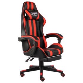Silla gaming con reposapiés cuero sintético negro y rojo Silla gaming con reposapiés cuero sintético negro y rojo
