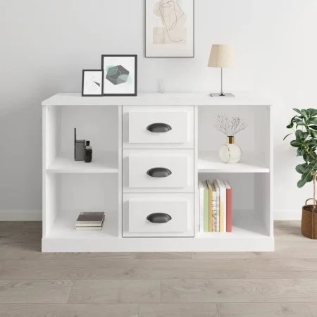 Hochglanzweißes Sperrholz-Sideboard 104,5 x 35,5 x 67,5 cm von vidaXL, Sideboards - Ref: Foro24-816234, Preis: 79,13 €, Rabat...