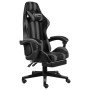 Silla gaming con reposapiés cuero sintético negro y gris