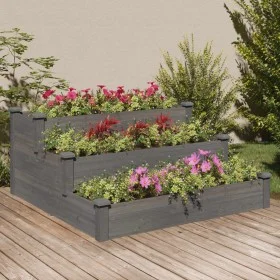Solid gray fir wood flowerbed planter 120x120x56 cm by vidaXL, Pots and planters - Ref: Foro24-364306, Price: 108,05 €, Disco...