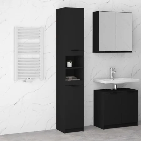 Black plywood bathroom cabinet 32x34x188.5 cm by vidaXL, Lockers and storage cabinets - Ref: Foro24-811323, Price: 105,28 €, ...