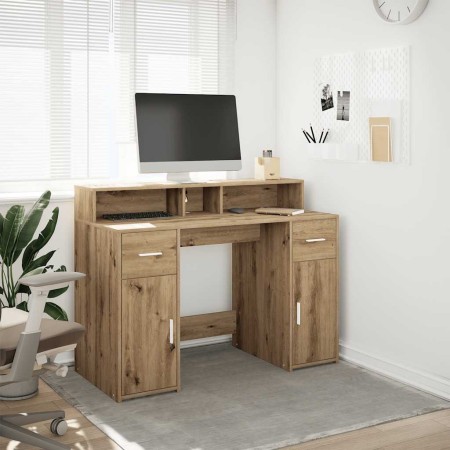 Escritorio con LED madera ingeniería roble artisian 120x55x91cm