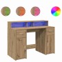 Escritorio con LED madera ingeniería roble artisian 120x55x91cm