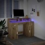 Escritorio con LED madera ingeniería roble artisian 120x55x91cm