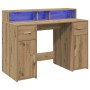 Escritorio con LED madera ingeniería roble artisian 120x55x91cm