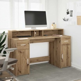 Escritorio con LED madera ingeniería roble artisian 140x55x91cm