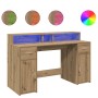 Escritorio con LED madera ingeniería roble artisian 140x55x91cm
