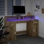 Escritorio con LED madera ingeniería roble artisian 140x55x91cm