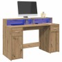 Escritorio con LED madera ingeniería roble artisian 140x55x91cm