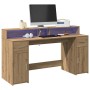 Escritorio con LED madera ingeniería roble artisian 160x55x91cm
