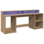 Escritorio con LED madera ingeniería roble artisian 200x55x91cm