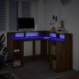 Escritorio con luz LED madera ingeniería artisian 130x130x91 cm