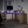 Escritorio con luz LED madera ingeniería artisian 152x152x91 cm
