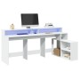 Escritorio con luz LED madera ingeniería blanco 200x104x91 cm