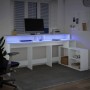 Escritorio con luz LED madera ingeniería blanco 200x104x91 cm