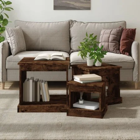 Coffee tables 3 units smoked oak engineered wood by vidaXL, Coffee table - Ref: Foro24-816493, Price: 70,30 €, Discount: %