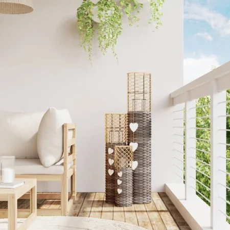 Kerzenhalter 3 Einheiten aus grauem Korbgeflecht von vidaXL, Kronleuchter - Ref: Foro24-364360, Preis: 84,65 €, Rabatt: %