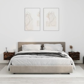 Mesita de noche de pared 2 uds color roble ahumado 41,5x36x28cm de vidaXL, Mesitas de noche - Ref: Foro24-816387, Precio: 54,...