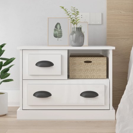 Mesita de noche blanco brillante 60x39x45 cm de vidaXL, Mesitas de noche - Ref: Foro24-816362, Precio: 63,10 €, Descuento: %