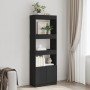 Aparador alto madera de ingeniería negro 63x33x180 cm en Librerías y estanterías | Comprar online en Foro24