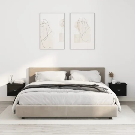 Mesitas de noche de pared 2 uds negra 41,5x36x28 cm de vidaXL, Mesitas de noche - Ref: Foro24-816379, Precio: 64,26 €, Descue...