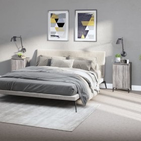 Mesitas de noche 2 uds madera contrachapada gris 40x35x70 cm de vidaXL, Mesitas de noche - Ref: Foro24-819657, Precio: 59,34 ...