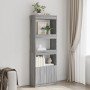 Aparador alto madera de ingeniería gris Sonoma 63x33x180 cm en Librerías y estanterías | Comprar online en Foro24