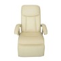Sillón de masaje de cuero sintético blanco crema