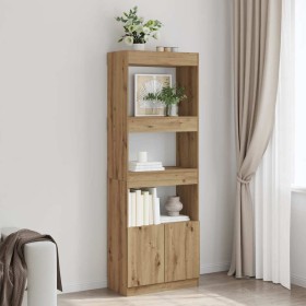 Aparador alto madera de ingeniería roble artesanal 63x33x180 cm
