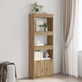 Aparador alto madera de ingeniería roble artesanal 63x33x180 cm